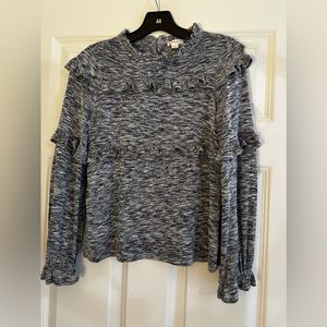 Crewcuts navy heathered ruffled long sleeve shirt